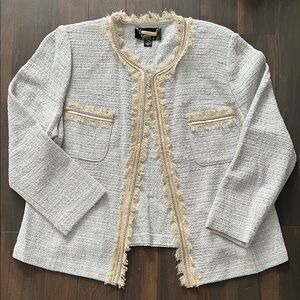 St. John Light Blue and Cream Tweed Jacket